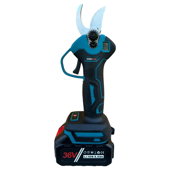 Промо 2в1 комплект WerkBull Акумулаторна Лозарска ножица с дисплей и Безчетков Трион с автоматично омасляване