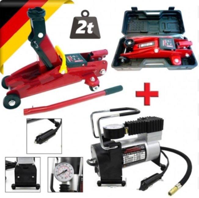 Промо WerkBull Крик 2т крокодил в куфар + компресор 12v + 3 накрайника