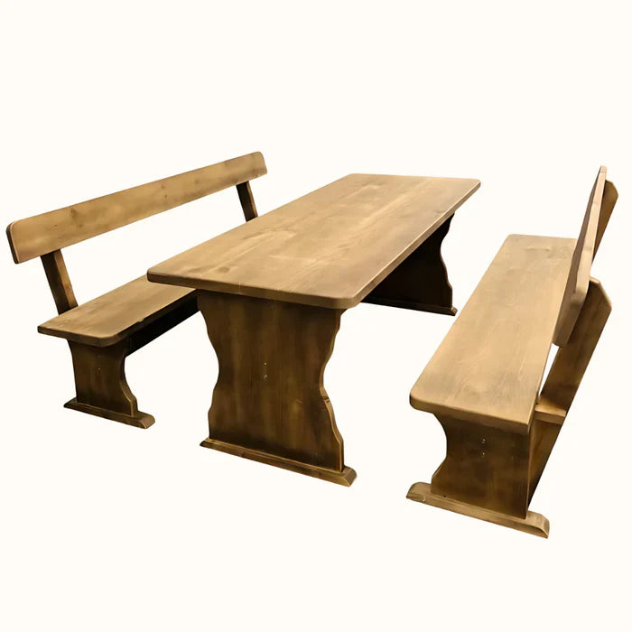 Комплект Баварска Дървена Маса с 2 пейки 160/80 и 200/80см