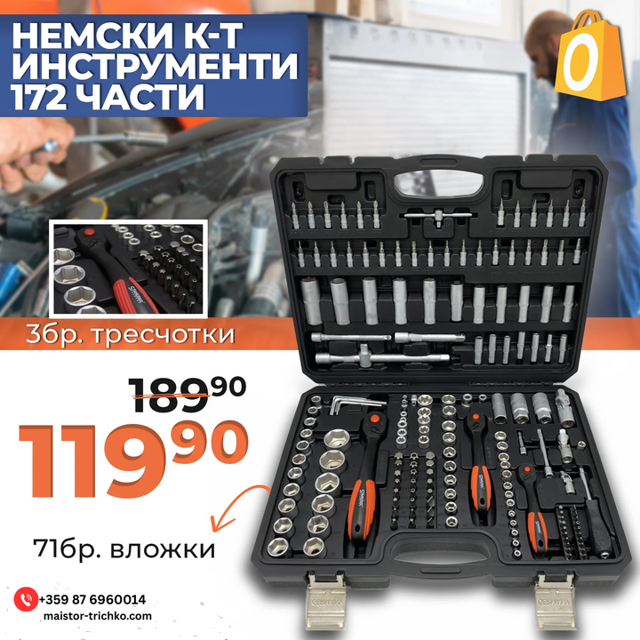 Немско Гедоре 172 части Premium качество с 3 тресчотки