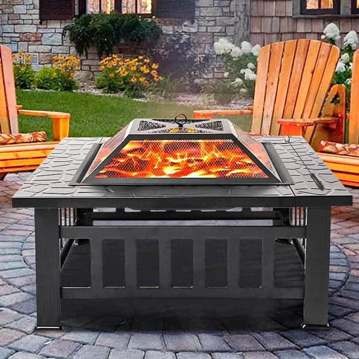 Нова Многофункционална 3в1 маса 'Fire Pit' - BBQ, ледарка, огнище за външна тераса, заден двор, веранда и градина
