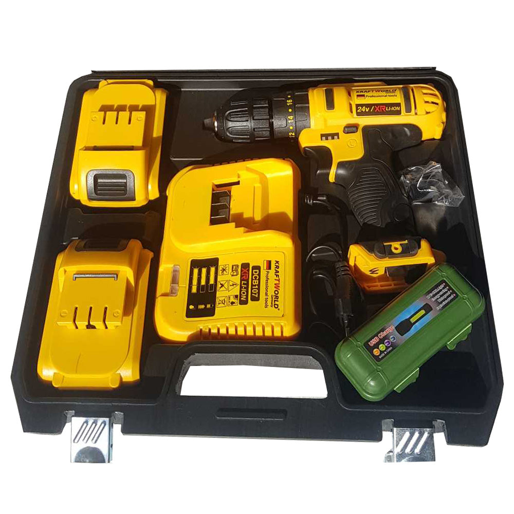 Ударен винтоверт / Бормашина 24V, 5.0 Ah батерии, зарядно устройство, в куфар