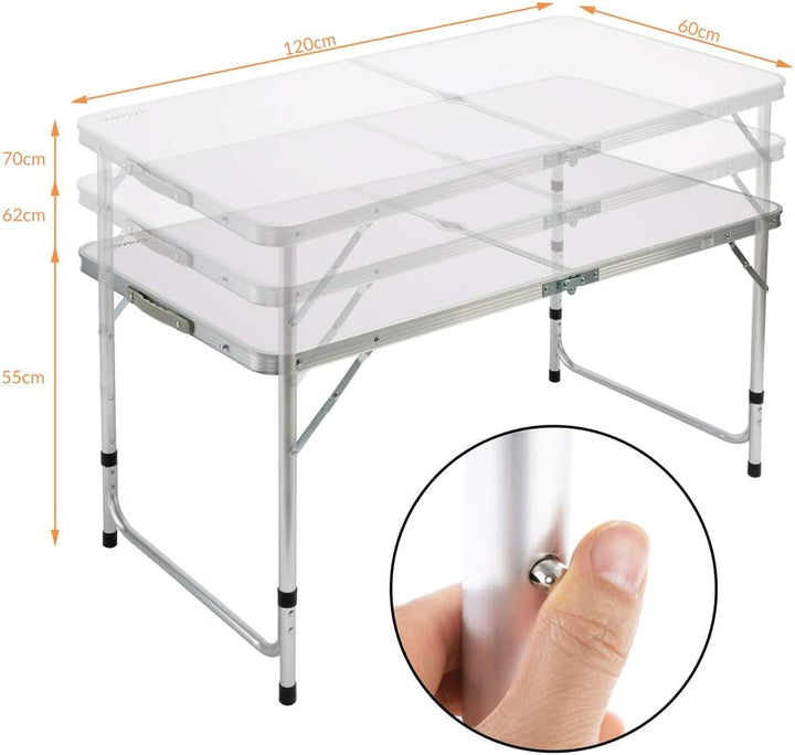 Преносима Алуминиева маса WerkBull с 4 стола,90x70x70 см