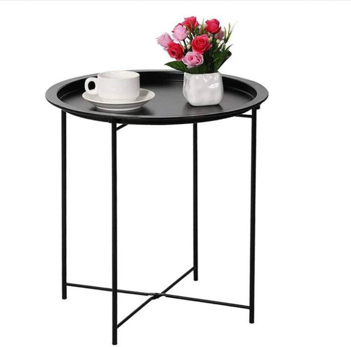 Метална кръгла сгъваема масичка – за хол, тераса, градина или спалня