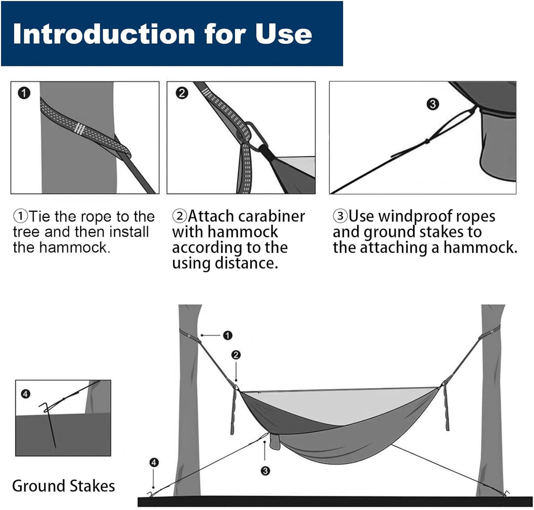 Водоустойчив Двуместен Хамак с Мрежа Против Комари до 250кг + Подарък Раница