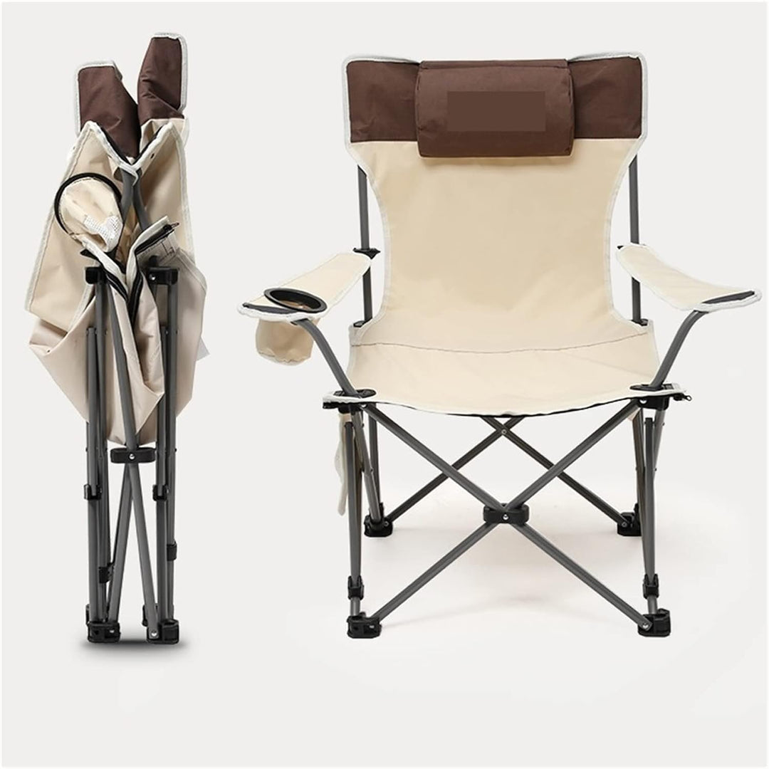 2 броя сгъваем преносим стол WerkBull с възглавница и поставка за телефон до 140кг. за плаж и къмпинг