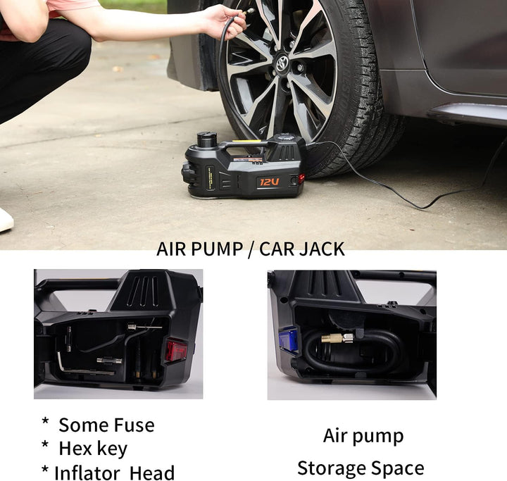 Немски Авариен Комплект 3в1 – Компресор, Ударен Гайковерт, 5T Хидравличен Крик 115-450 мм