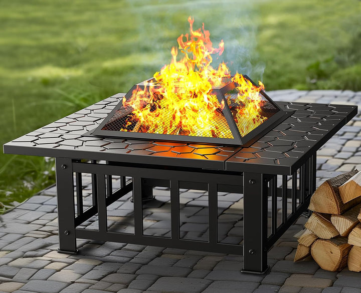 Нова Многофункционална 3в1 маса 'Fire Pit' - BBQ, ледарка, огнище за външна тераса, заден двор, веранда и градина