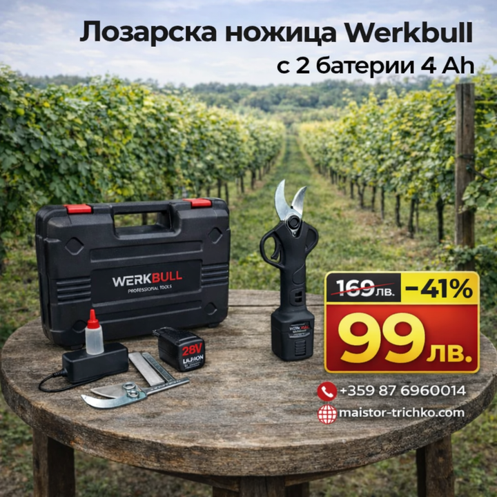 Акумулаторна Ножица WerkBull Germany®  /28V 4Ah/ + две батерии