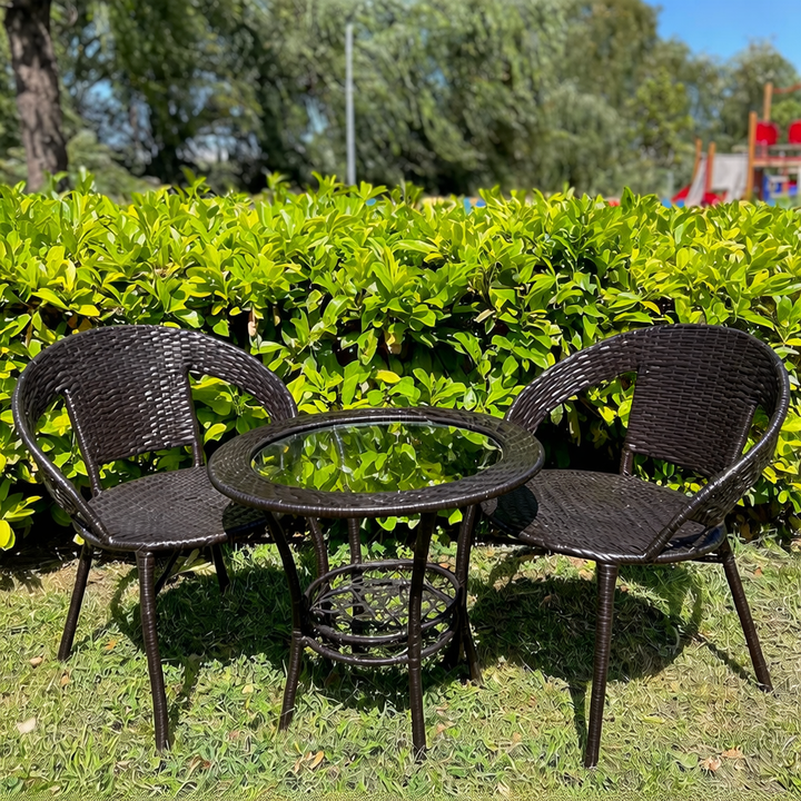 Градински Ратанов Комплект Relax 2 стола с маса + поставка