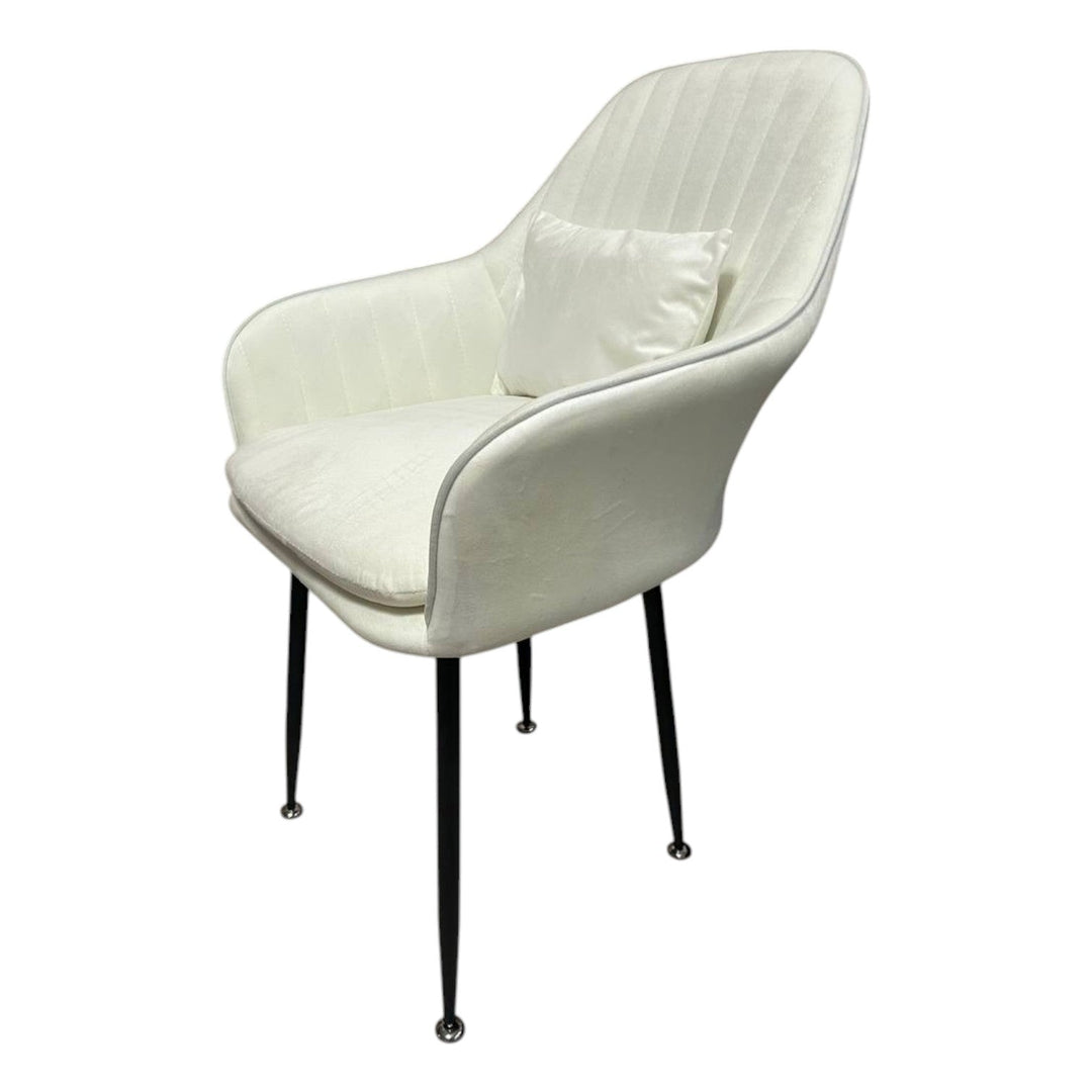 4бр. Стилен Трапезен стол Ивон + подарък възгалвничка - млечнобял