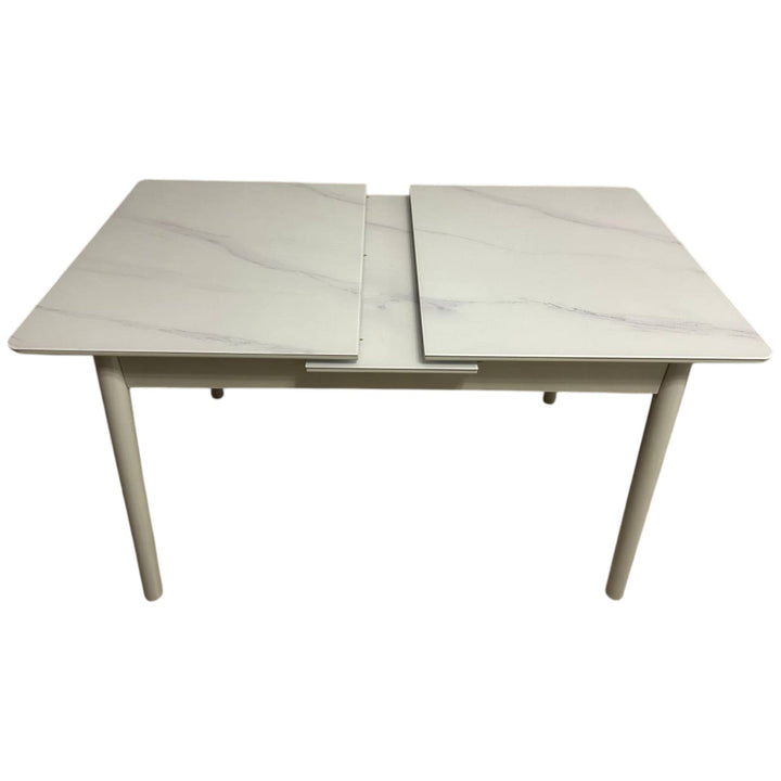 Комплект трапезна разтегателна маса със закалено стъкло и 6 стола Лорета