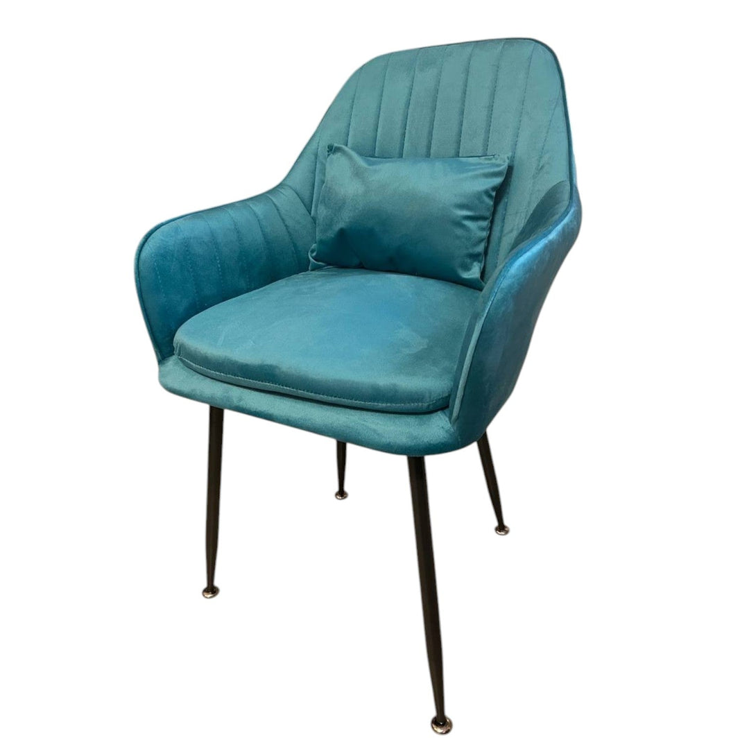 6бр. Стилен Трапезен стол Ивон + подарък възгалвничка - тюркоазеносин