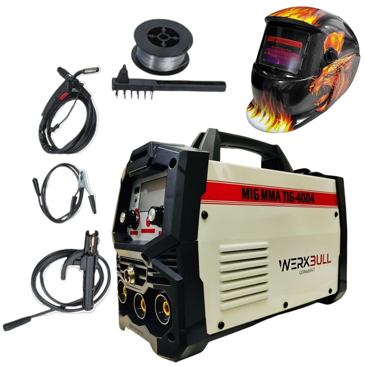 2в1 Телоподаващо Инверторен Електрожен 400А WERKBULL + подарък заваръчна соларна маска и кабели