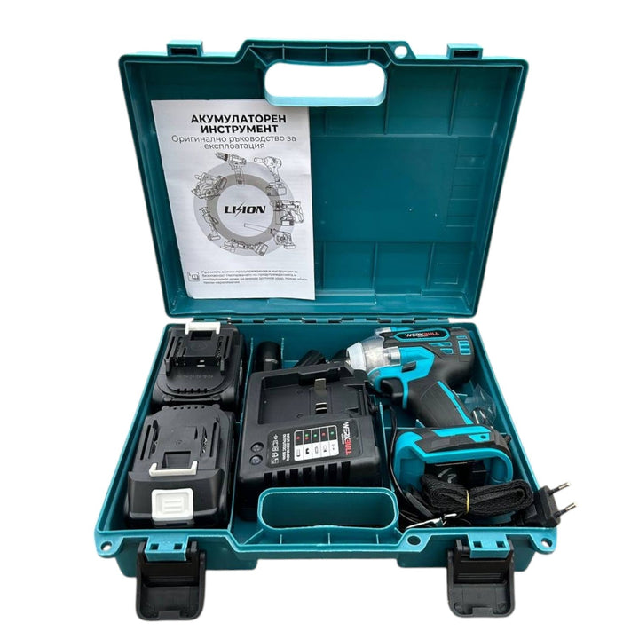 Немски Безчетков Акумулаторен Ударен Гайковерт – Винтоверт 36V 8Ah 850 N/m + подарък 3 бр. вложки и Професионален Хидравличен  Крик Тип Крокодил 2 тона Werkbull 135-300мм