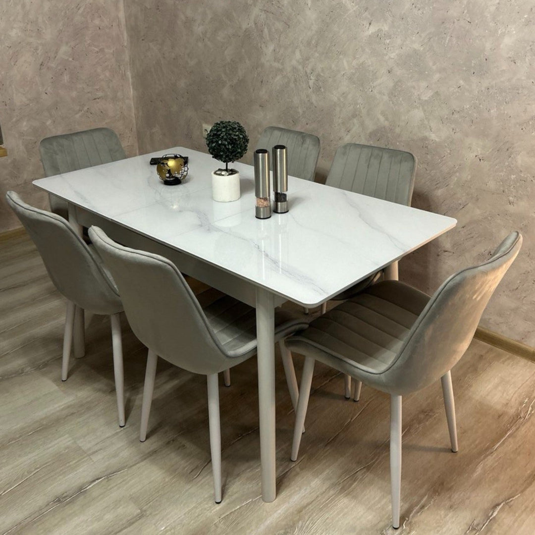 Трапезна разтегателна маса Лорета със закалено стъкло