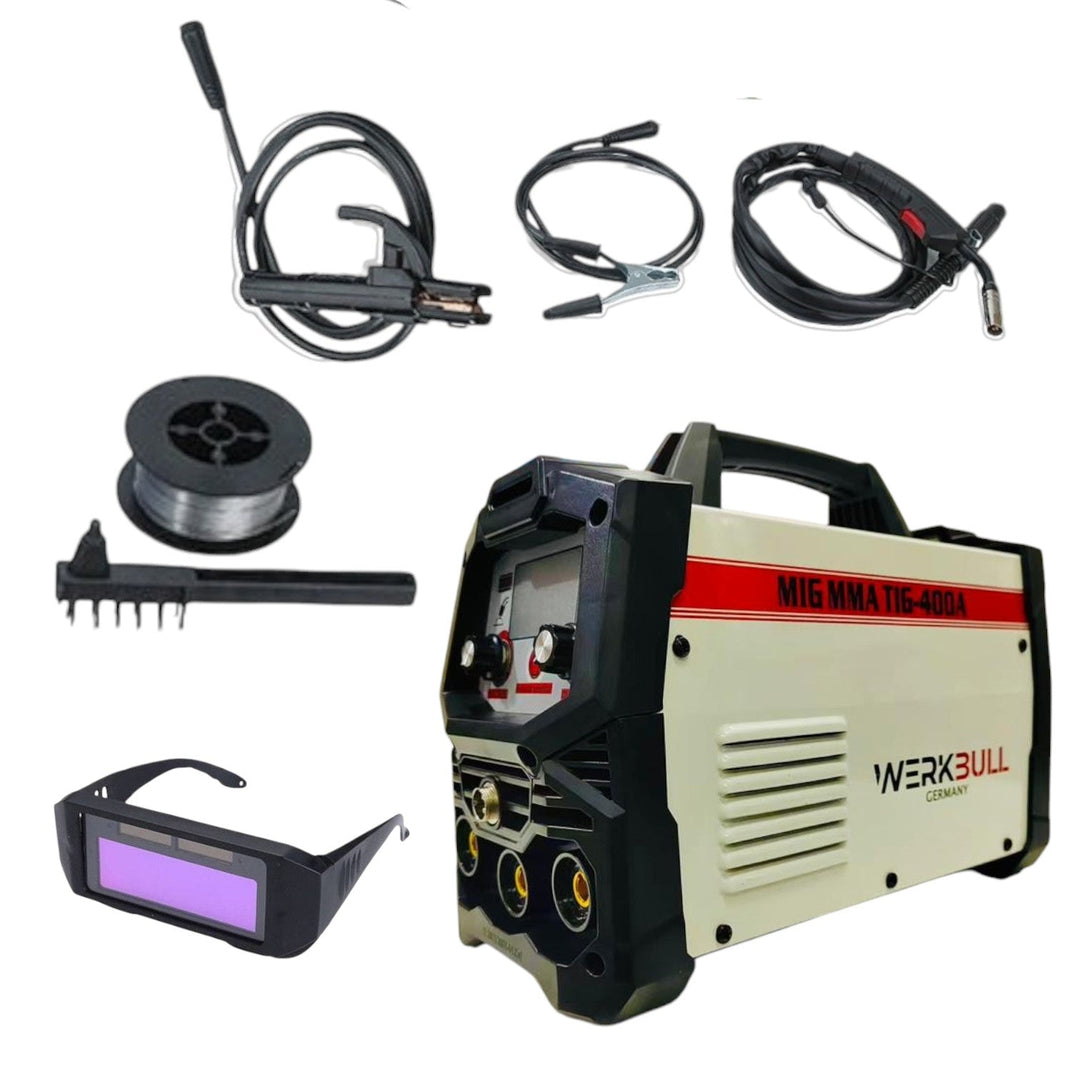 2в1 Телоподаващо Инверторен Електрожен 400А WERKBULL + ПОДАРЪК соларни очила