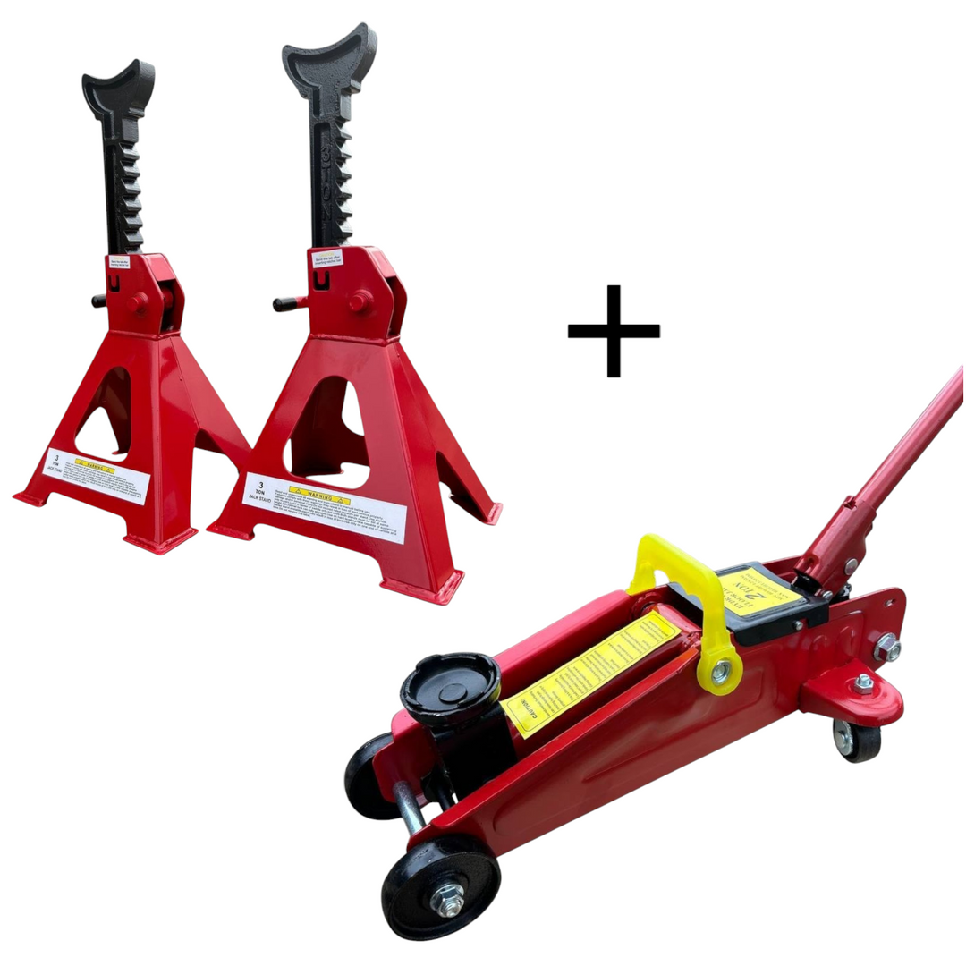Комплект стойки за автомобил 3т. 190-425мм + Хидравличен крик тип крокодил 2т.