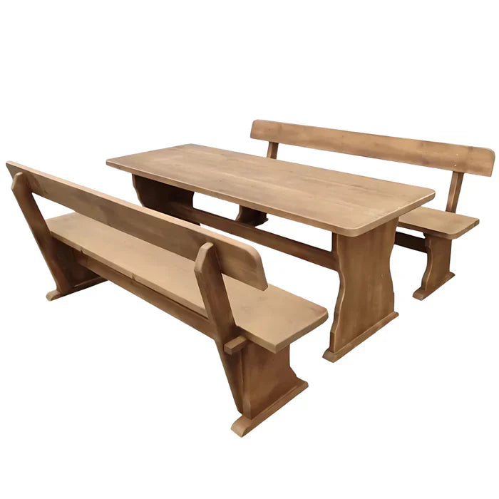 Комплект Баварска Дървена Маса с 2 пейки 160/80 и 200/80см