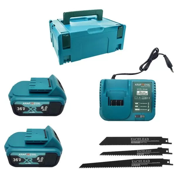 Акумулаторен саблен трион royal 36v с 2 батерии 8ah. , зарядно и куфар