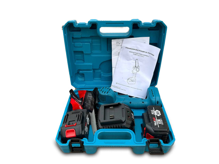 Немска Акумулаторна Мини Резачка/Трион с шина 16см –  две батерии 36V/ 8Ah + две вериги