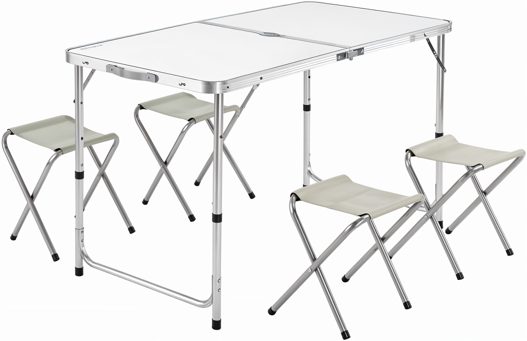 Преносима Алуминиева маса WerkBull с 4 стола,90x70x70 см