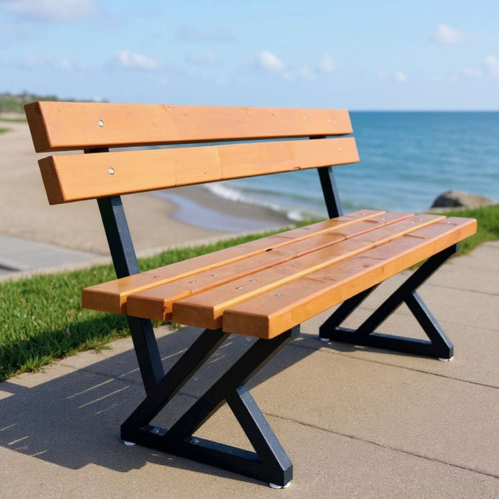 Градинска Пейка от масивно дърво и метал. Размери 180/200см.