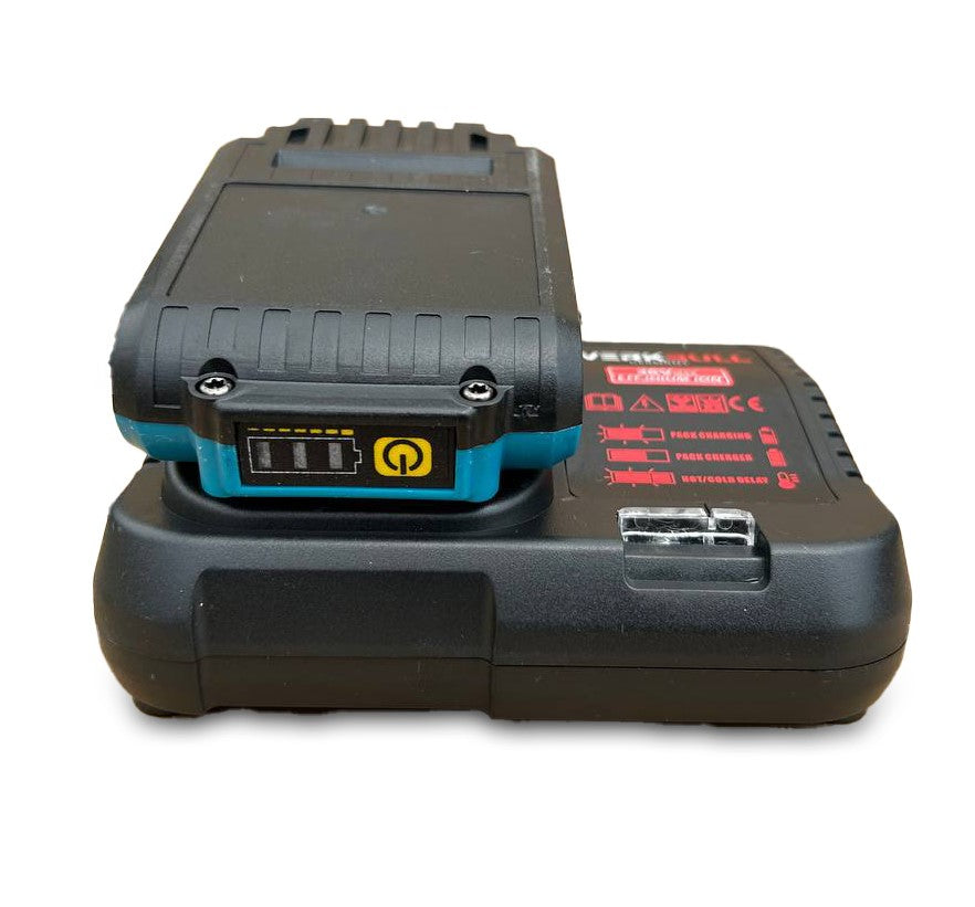 Немски Ударен Винтоверт 40части с две батерии 36 8Ah + Ъглошлайф WerkBull Professional 125 мм, 1200W, с регулация на оборотите