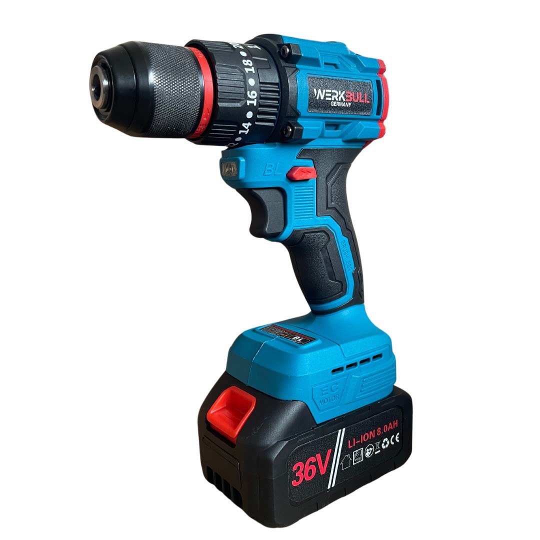 3В1 Немски Безчеткови Резачка с автоматично омасляване, Ножица и Ударен Винтоверт + две батерии и 50 части в куфар