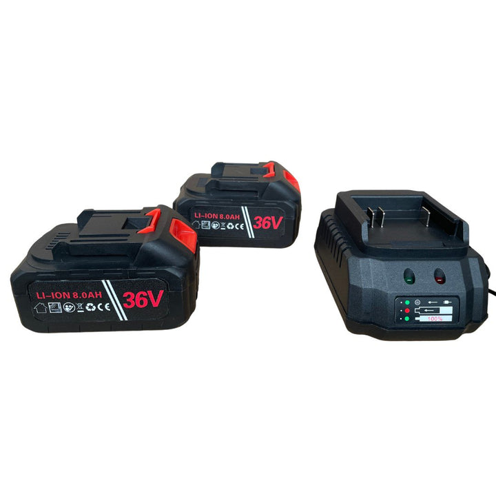 3В1 Немски Безчеткови Резачка с автоматично омасляване, Ножица и Ударен Винтоверт + две батерии и 50 части в куфар