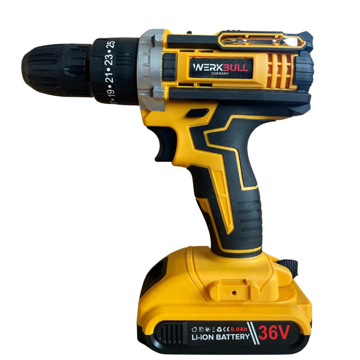 Немски Ударен Винтоверт WerkBull 36V 8Ah две батерии в комплект 111 части