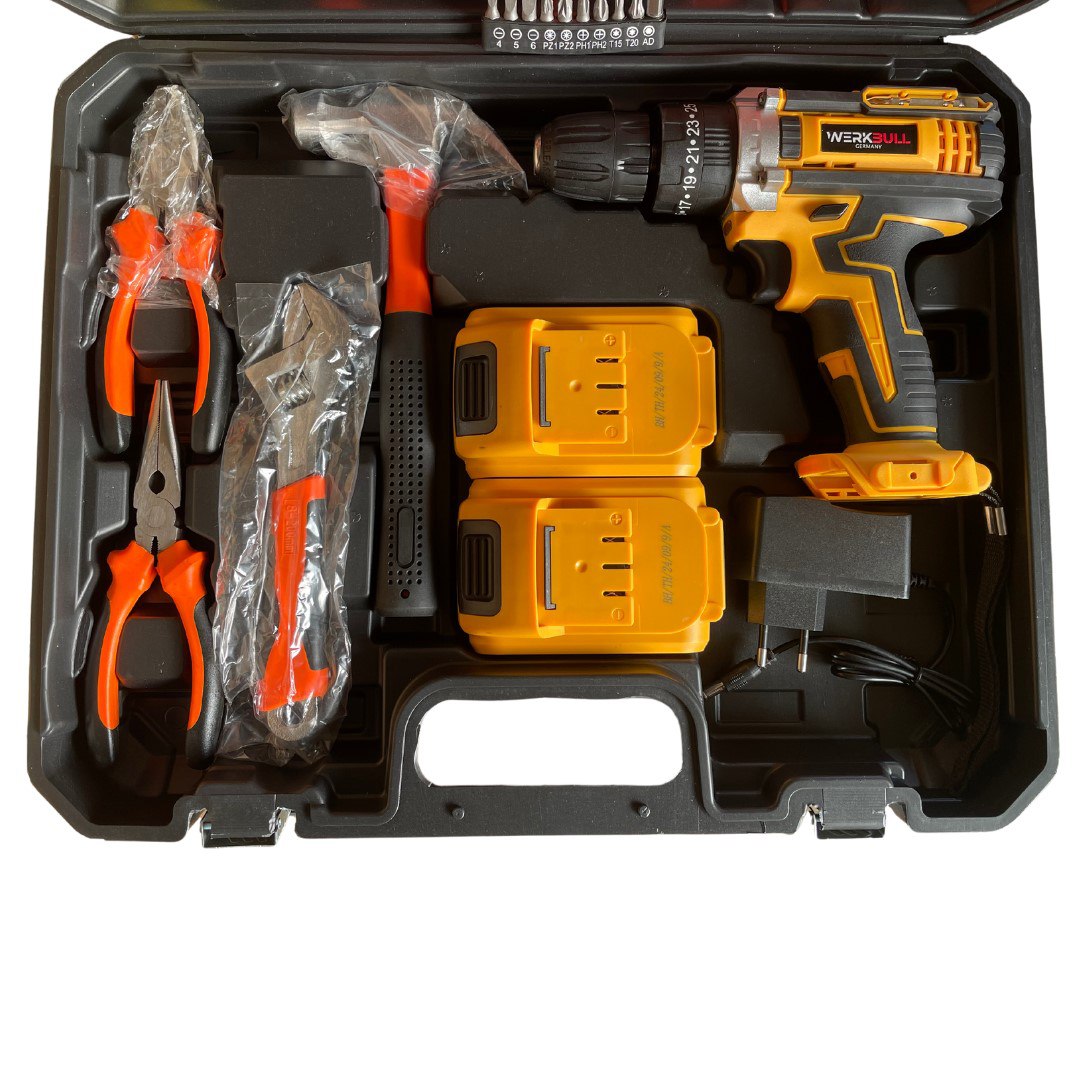 Немски Ударен Винтоверт WerkBull 36V 8Ah две батерии в комплект 111 части