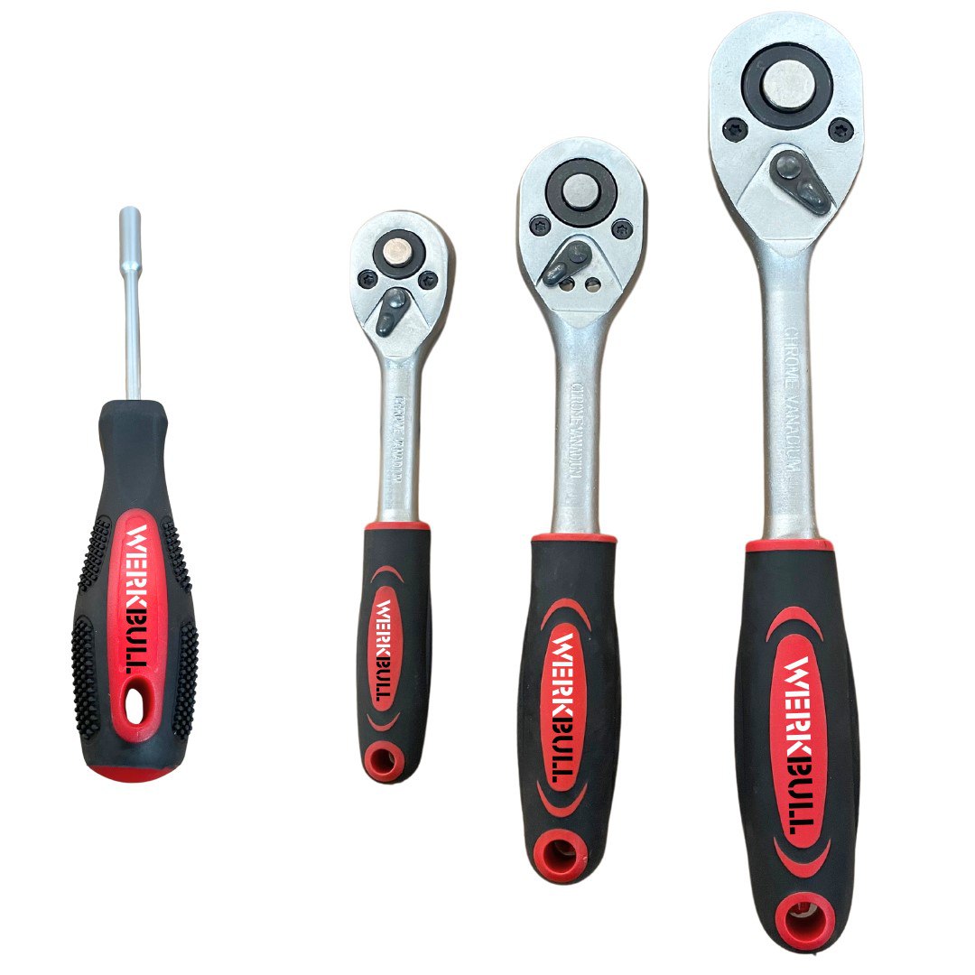 Немски Куфар с Инструменти 216ч WerkBull Гедоре с 3бр Тресчотка и ключове 8-22- Тресчотни