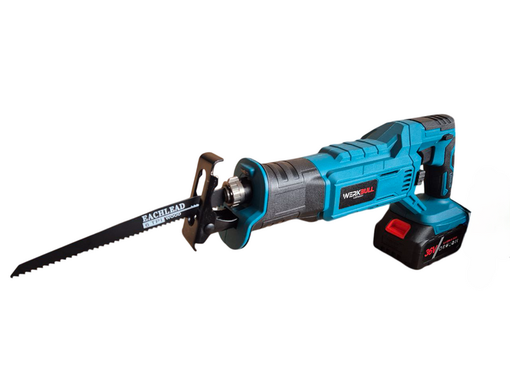 Немски Безчетков Акумулаторен WerkBull 36V Саблен трион + 2бр батерии 8Ah и 5 ножа