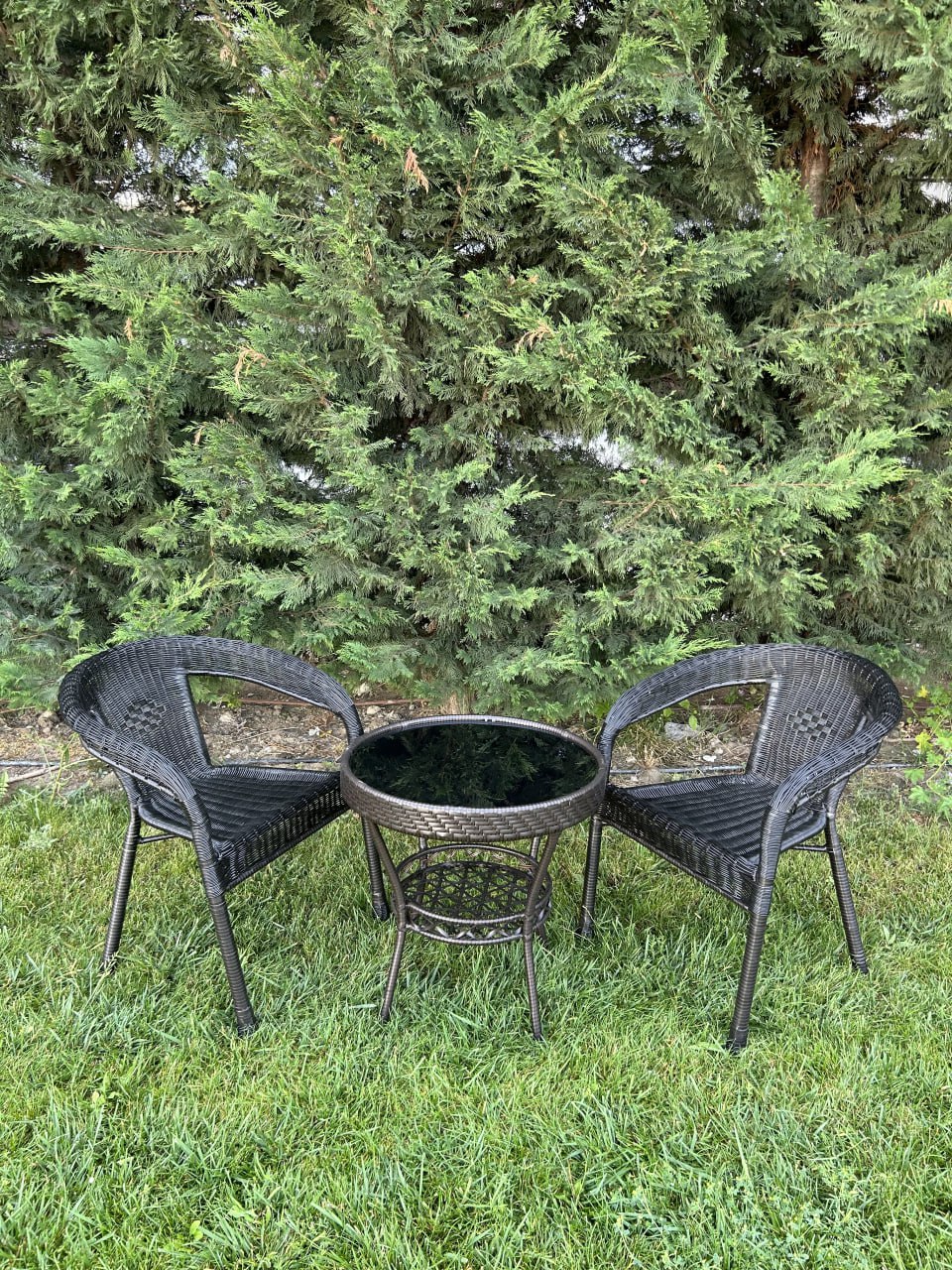 Градински Ратанов Комплект Oasis 2 стола с маса + поставка