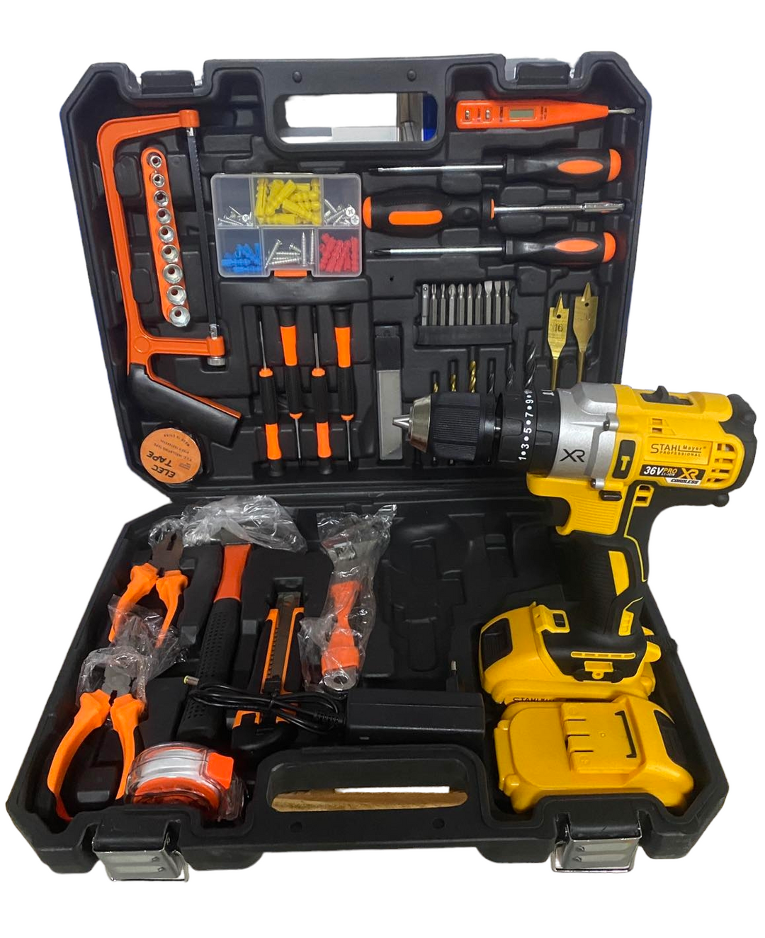 Акумулаторен Винтоверт + 111 части STAHLМAYER 36V 8,0AH Ударна Бормашина