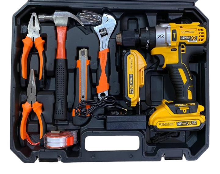 Акумулаторен Винтоверт + 111 части STAHLМAYER 36V 8,0AH Ударна Бормашина